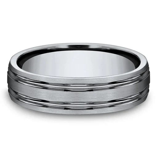 Men's Grooved Band In Titanium, 6Mm