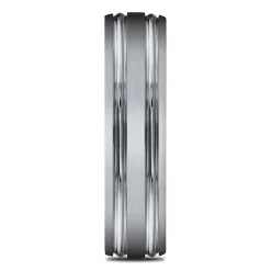 Men's Grooved Band In Titanium, 6Mm