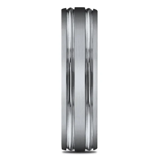 Men's Grooved Band In Titanium, 6Mm