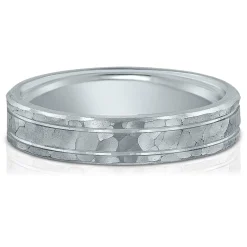 Men's Hammer Finish Band In Platinum, 4Mm