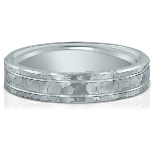 Men's Hammer Finish Band In Platinum, 4Mm