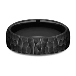 Men's Hammer Finish Band In Black Titanium, 6.5Mm