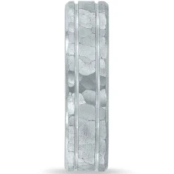 Men's Hammer Finish Band In Platinum, 4Mm