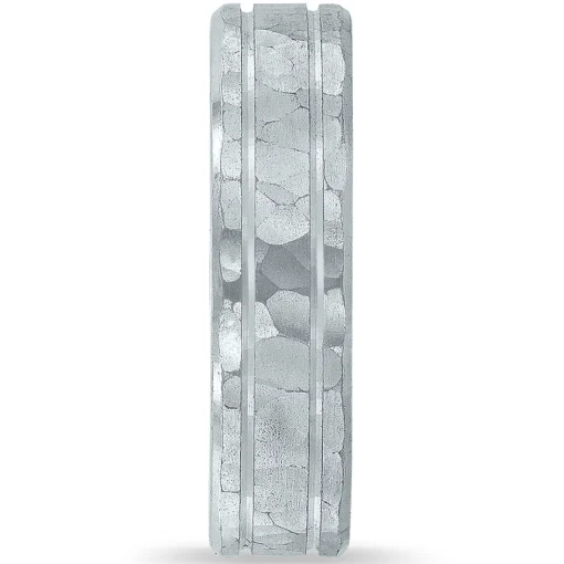 Men's Hammer Finish Band In Platinum, 4Mm