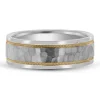 Men's Hammered Milgrain Wedding Band In 10K White & Yellow Gold, 7Mm