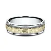 Men's Hammered Milgrain Wedding Band In 10K White & Yellow Gold, 6Mm