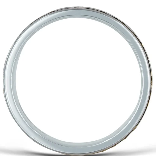 Men's Hammered Milgrain Wedding Band In 10K White & Yellow Gold, 7Mm