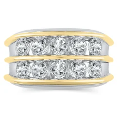 Men's Lab Grown Diamond Band In 10K White Gold And Yellow Gold (3 Ct. Tw.)