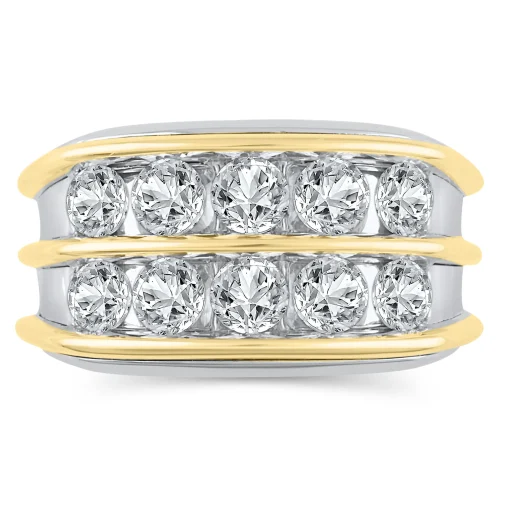 Men's Lab Grown Diamond Band In 10K White Gold And Yellow Gold (3 Ct. Tw.)