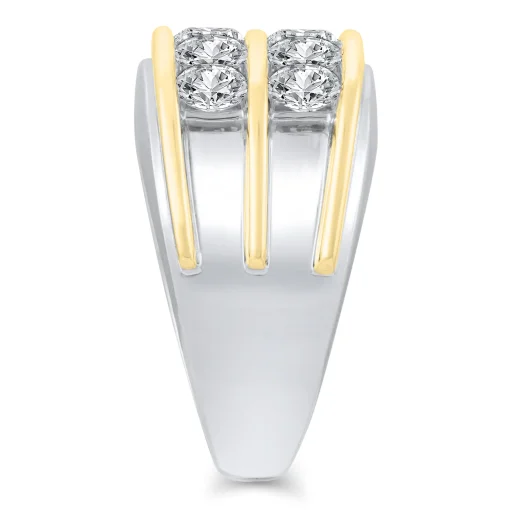 Men's Lab Grown Diamond Band In 10K White Gold And Yellow Gold (3 Ct. Tw.)