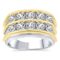 Men's Lab Grown Diamond Band In 10K White Gold And Yellow Gold (3 Ct. Tw.)