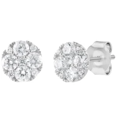 Men's Lab Grown Diamond Cluster Stud Earrings In 10K White Gold (2 Ct. Tw.)