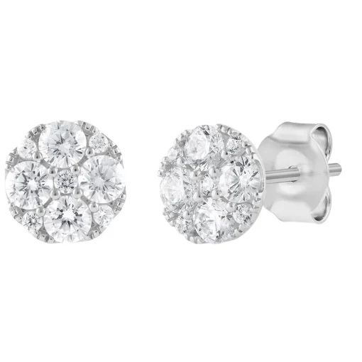 Men's Lab Grown Diamond Cluster Stud Earrings In 10K White Gold (2 Ct. Tw.)