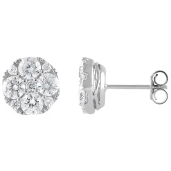Men's Lab Grown Diamond Cluster Stud Earrings In 10K White Gold (2 Ct. Tw.)