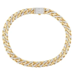 Men's Lab Grown Diamond Miami Cuban Bracelet In 10K Yellow Gold, 8.5" (2 1/7 Ct. Tw.)