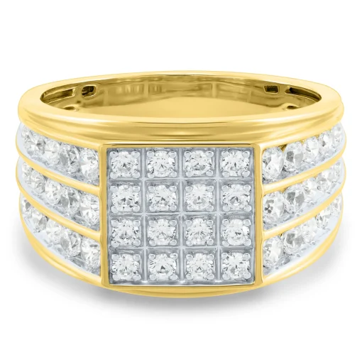 Men's Lab Grown Diamond Ring In 10K Yellow Gold ( 1 ½ Ct. Tw.)
