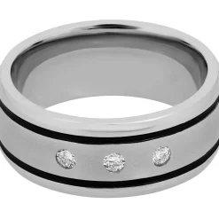 Men's Lab Grown Diamond Wedding Band In Cobalt & Black Cerakote, 9Mm (1/7 Ct. Tw.)