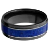 Men's Lapis Inlay Band In Black Zirconium, 8Mm
