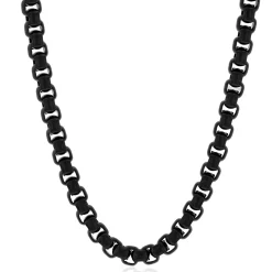 Men's Link Box Chain In Black Ion-Plated Stainless Steel, 24"