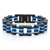 Men's Link Bracelet In Blue & Black Ion-Plated Stainless Steel