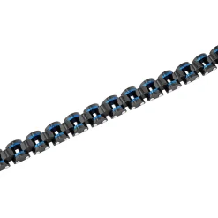 Men's Link Bracelet In Blue & Black Ion-Plated Stainless Steel