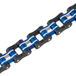 Men's Link Bracelet In Blue & Black Ion-Plated Stainless Steel