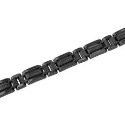 Men's Link Bracelet With Black Diamonds In Black Ion-Plated Stainless Steel (1/7 Ct. Tw.)