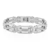Men's Link Bracelet With Diamond Inlays In Stainless Steel (1/7 Ct. Tw.)