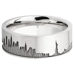 Men's New York Skyline Band In Cobalt Chrome, 8Mm