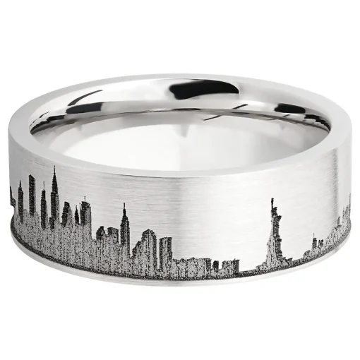 Men's New York Skyline Band In Cobalt Chrome, 8Mm