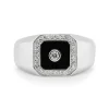 Men's Onyx And Diamond Ring In Sterling Silver (1/3 Ct. Tw.)