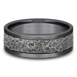 Men's Pattern Center Band In Grey Tantalum & 10K White Gold