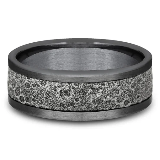 Men's Pattern Center Band In Grey Tantalum & 10K White Gold