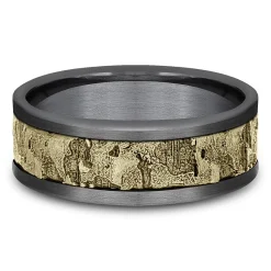 Men's Pattern Center Band In Grey Tantalum & 10K Yellow Gold