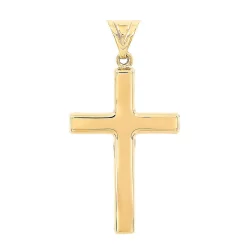 Men's Polished Cross Charm In 14K Yellow Gold