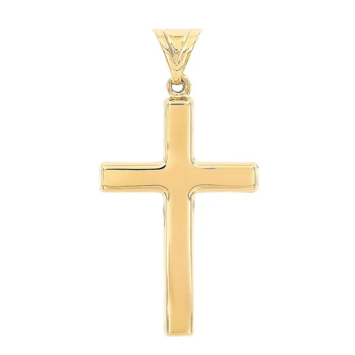 Men's Polished Cross Charm In 14K Yellow Gold