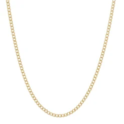 Men's Polished Curb Chain In 14K Yellow Gold, 2.2Mm, 22"