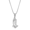 Men's Praying Hands Pendant With Diamonds In Sterling Silver (1/4 Ct. Tw.)