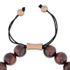 Men's Red Tigers Eye Beaded Bolo Bracelet In Rose-Toned Stainless Steel
