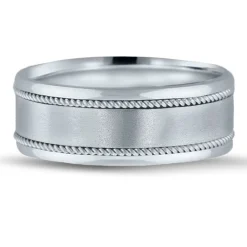 Men's Rope Edge Wedding Band In 14K White Gold