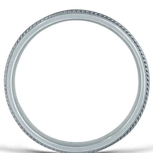 Men's Rope Edge Wedding Band In 14K White Gold