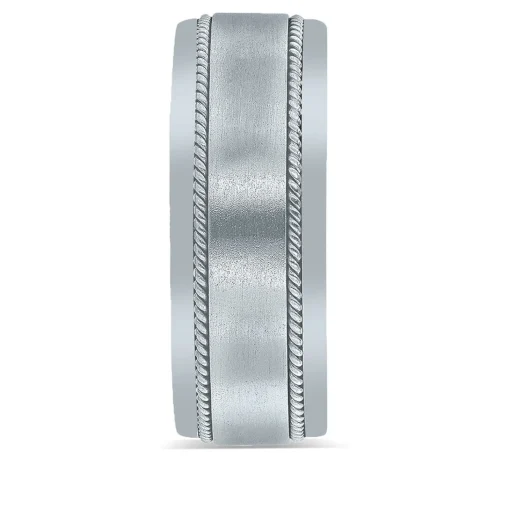 Men's Rope Edge Wedding Band In 14K White Gold
