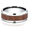 Men's Rosewood Inlay Band In White Cobalt, 8Mm