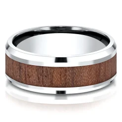 Men's Rosewood Inlay Band In White Cobalt, 8Mm