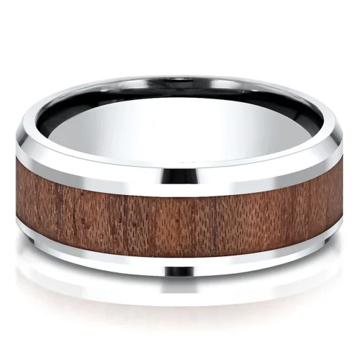 Men's Rosewood Inlay Band In White Cobalt, 8Mm