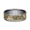 Men's Rubble Rock Tantalum Band With 14K Yellow Gold, 7.5Mm