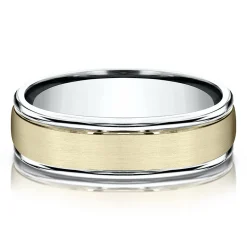 Men's Satin Finish Band In 14K White & Yellow Gold, 6Mm