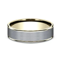 Men's Satin Finish Band In Tantalum & 14K Yellow Gold