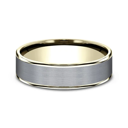 Men's Satin Finish Band In Tantalum & 14K Yellow Gold