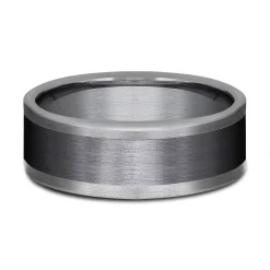 Men's Satin Finish Band In Tantalum & Black Titanium, 8Mm
